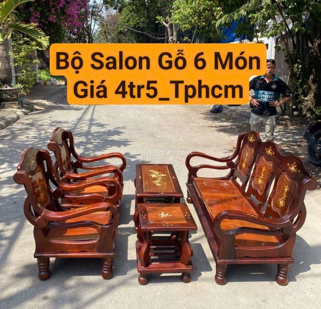 Thanh lý bộ salon gỗ tự nhiên giá 4tr5 tphcm