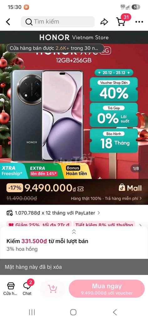 Honor X9c 5G 12GB/256GB Tím Like New. Mua bán Điện thoại tại Quận Bình Tân Tp Hồ Chí Minh được đăng bởi TUNG hình 1