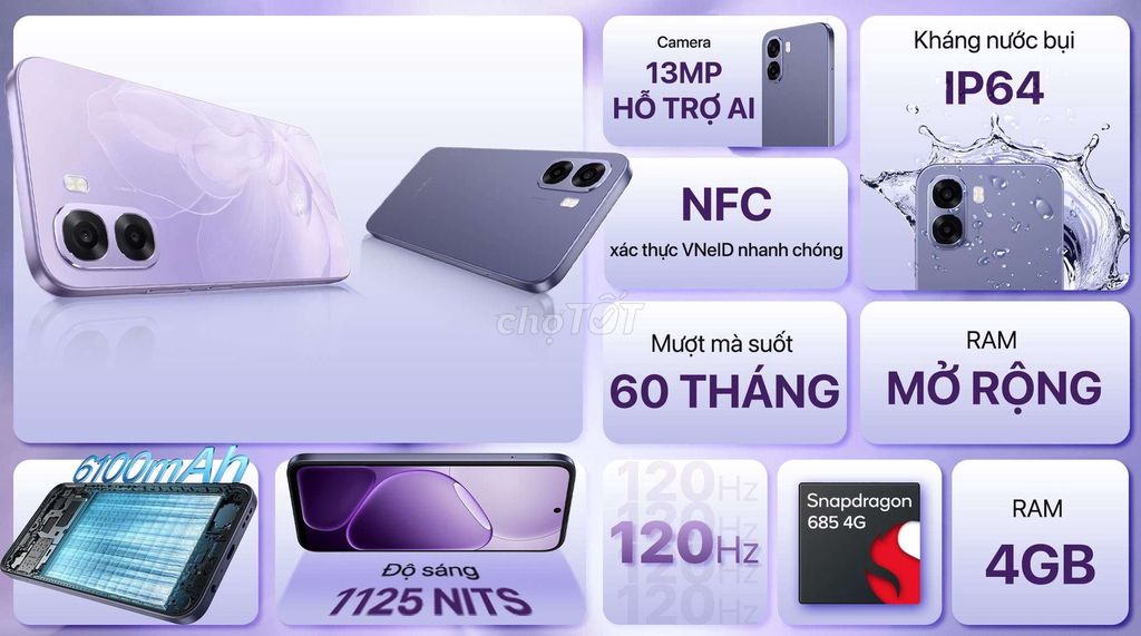 OPPO A6x Tím titan 4GB/64GB. Mua bán Điện thoại tại Quận Ninh Kiều Cần Thơ được đăng bởi Trần Luân Chuyển hình 1