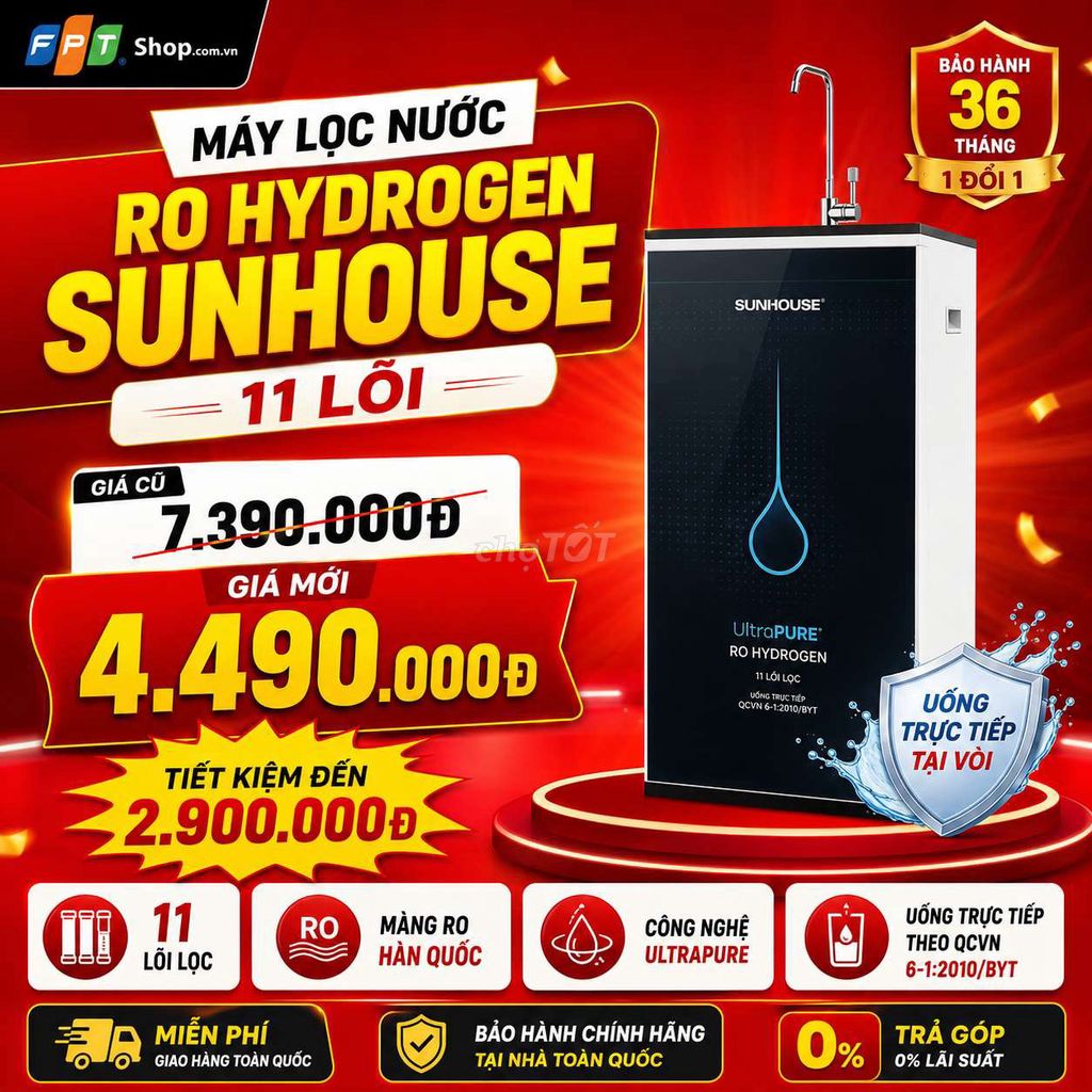 Máy lọc nước Sunhouse RO Hydrogen 11 lõi Ultrapure. Mua bán Bếp, lò, đồ điện nhà bếp tại Thành phố Buôn Ma Thuột Đắk Lắk được đăng bởi Phuong hình 1