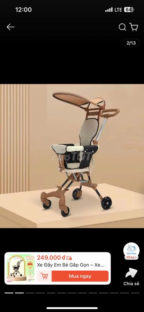 Xe đẩy em bé gấp gọn màu Nâu. Mua bán Mẹ và bé tại Thành phố Thuận An Bình Dương được đăng bởi Thảo hình 1