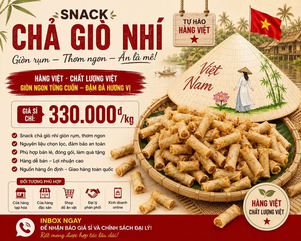Snack chả giò nhí Việt Nam 1kg. Mua bán Đồ ăn, thực phẩm và các loại khác tại Quận 5 Tp Hồ Chí Minh được đăng bởi Hoàng anh hình 1