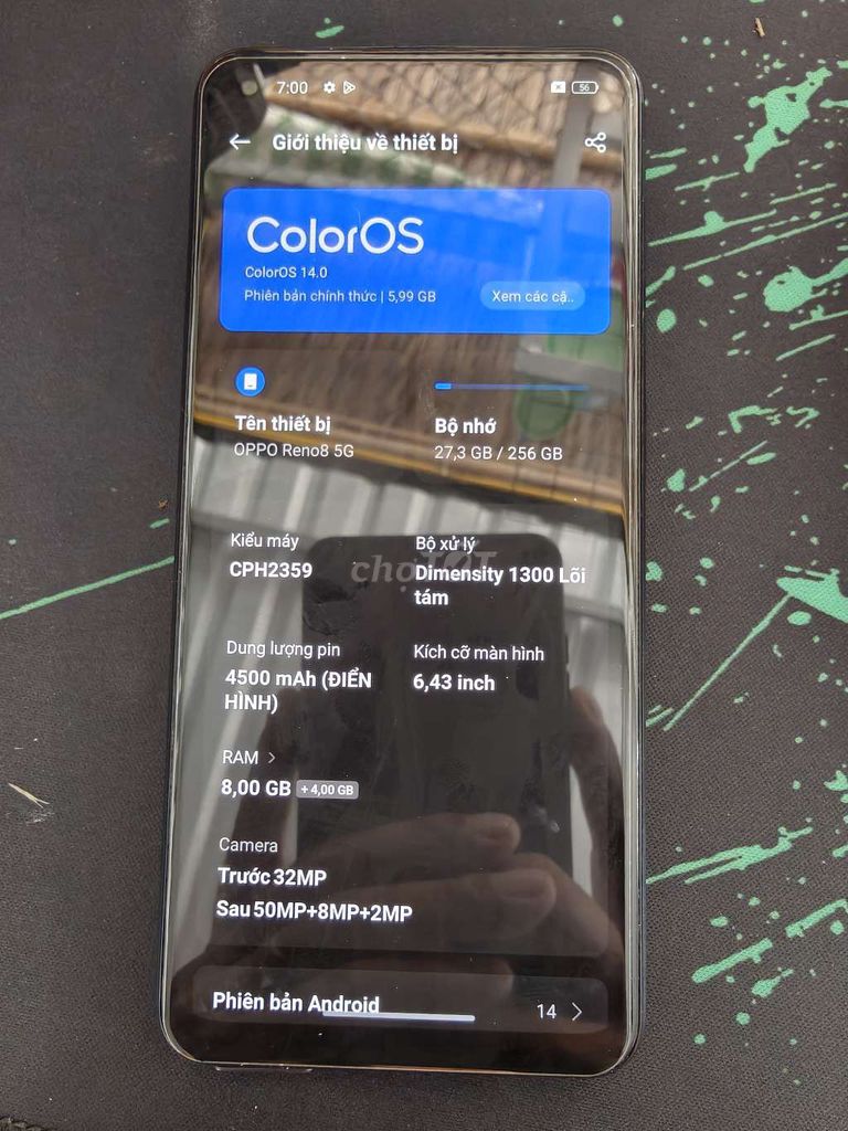Oppo Reno 8 5G Xanh 256GB 8GB. Mua bán Điện thoại tại Thành phố Hà Tiên Kiên Giang được đăng bởi Lam Nguyen hình 1
