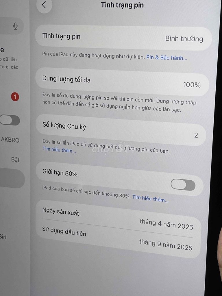iPad Air 11" M3 128Gb Bypass pin 100 sạc 2 lần. Mua bán Máy tính bảng tại Quận Bình Thạnh Tp Hồ Chí Minh được đăng bởi Lê Khanh hình 6