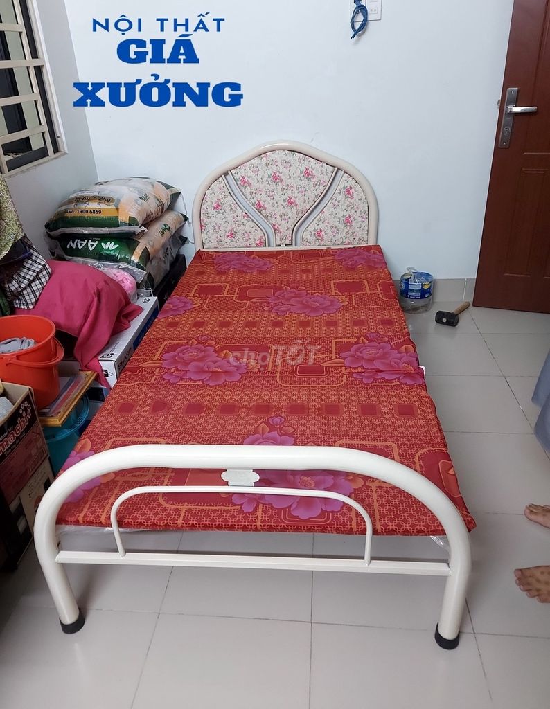 Giường sắt - có thêm nệm và ra thun giá rẻ. Mua bán Giường, chăn ga gối nệm tại Huyện Đức Hòa Long An được đăng bởi Nội Thất Giá Xưởng  hình 1