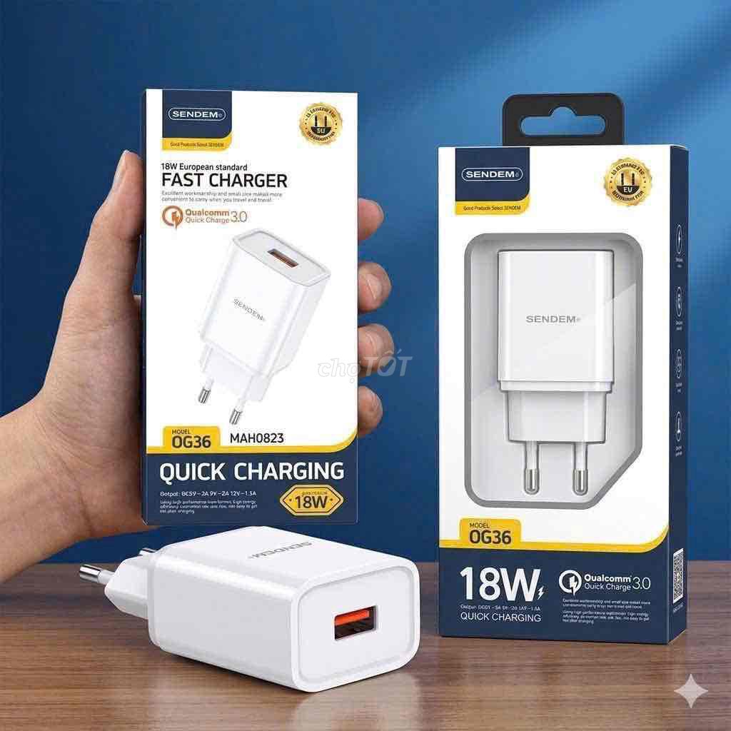 Củ sạc nhanh SENDEM OG36 18W Trắng. Mua bán Phụ kiện (Màn hình, Chuột...) tại Quận Liên Chiểu Đà Nẵng được đăng bởi Buôn Thúng Bán Mẹt hình 1