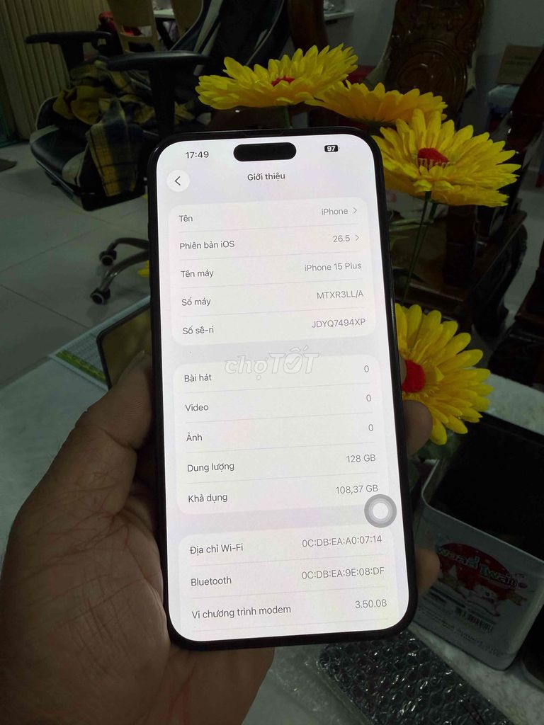 Apple iPhone 15 plus 128G đen 99% mới. Mua bán Điện thoại tại Thành phố Biên Hòa Đồng Nai được đăng bởi thanh hình 1