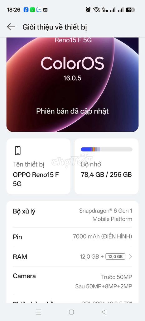 OPPO Reno15 F 5G Xanh đen 256GB. Mua bán Điện thoại tại Huyện Hòa Vang Đà Nẵng được đăng bởi phamhung hình 1