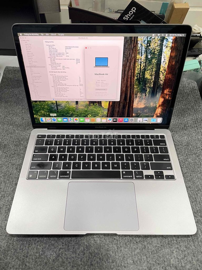 Macbook Air 13” M1 8GB 256GB Gray 99% Pin 86% sạc