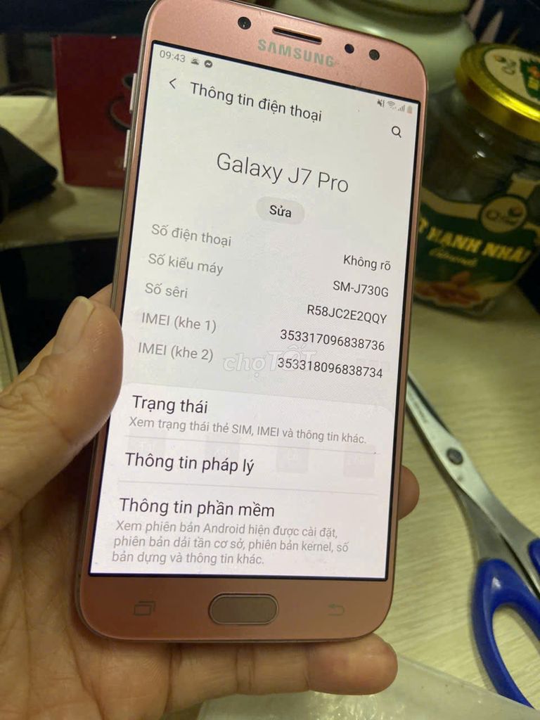 Điện thoại samsung j7 pro màu vàng hòng zin