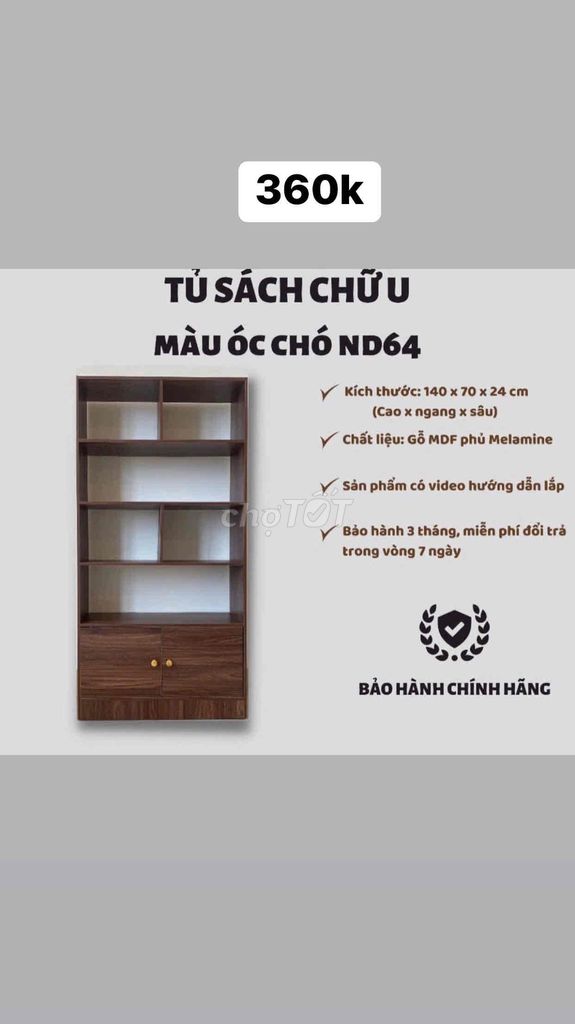 Kệ sách - Tủ sách chữ U có Tủ