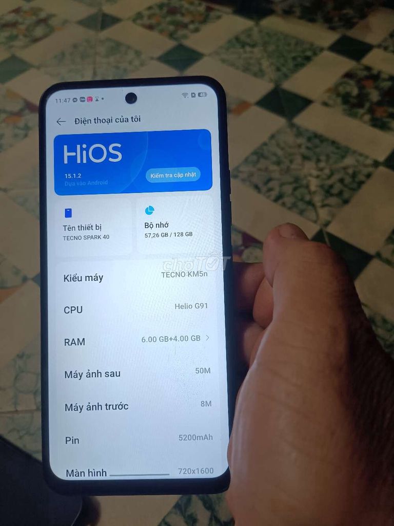 Tecno Spark 40 128GB Đen Đã dùng. Mua bán Điện thoại tại Quận 12 Tp Hồ Chí Minh được đăng bởi hoàng long hình 1