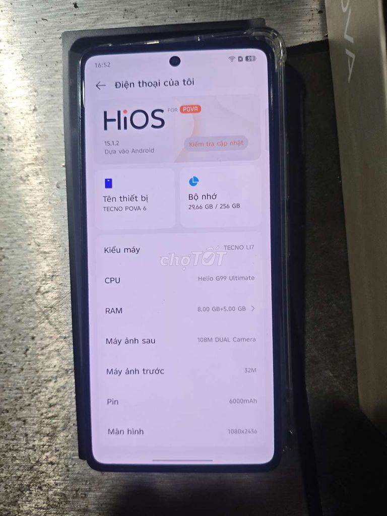 Tecno Pova 6 256GB Đã sử dụng. Mua bán Điện thoại tại Thành phố Thanh Hóa Thanh Hóa được đăng bởi Dũng Minh hình 1