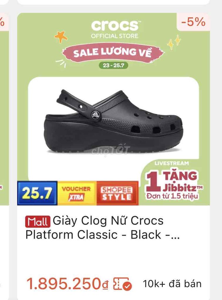Dép đế cao Crocs Nữ Đen Mỹ new 100%. Mua bán Giày dép tại Quận 12 Tp Hồ Chí Minh được đăng bởi Truong tri luan hình 1