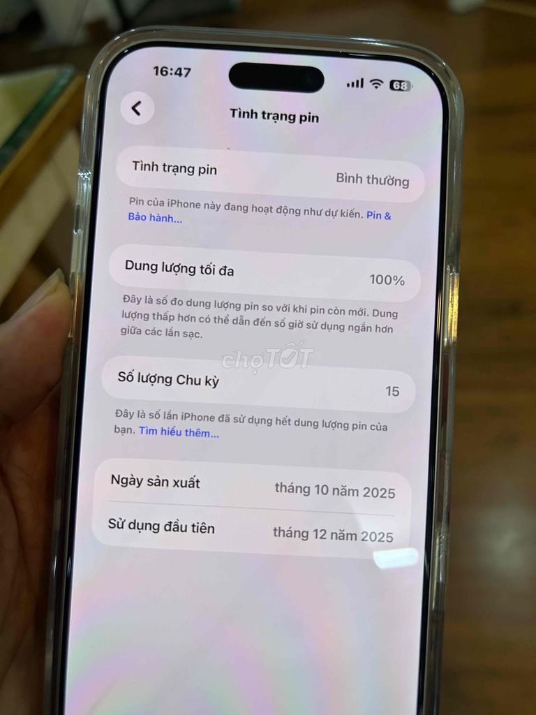 Apple iPhone 17 Pro Max Trắng 15 chu kỳ sạc. Mua bán Điện thoại tại Quận Đống Đa Hà Nội được đăng bởi tshop tây sơn hình 1