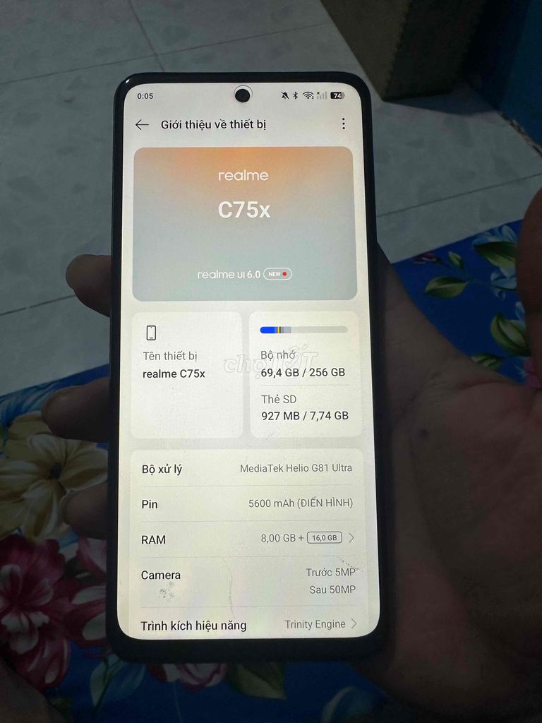 Realme C75x 8GB/256GB Zin 100% - Chỉ trầy viền. Mua bán Điện thoại tại Huyện Nhà Bè Tp Hồ Chí Minh được đăng bởi Doanh hình 1