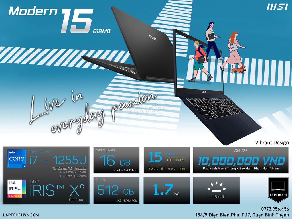 MSI Modern 15 - C12MO. Mua bán Laptop tại Quận Bình Thạnh Tp Hồ Chí Minh được đăng bởi Cửa Hàng Máy Tính Laptouch VN hình 1
