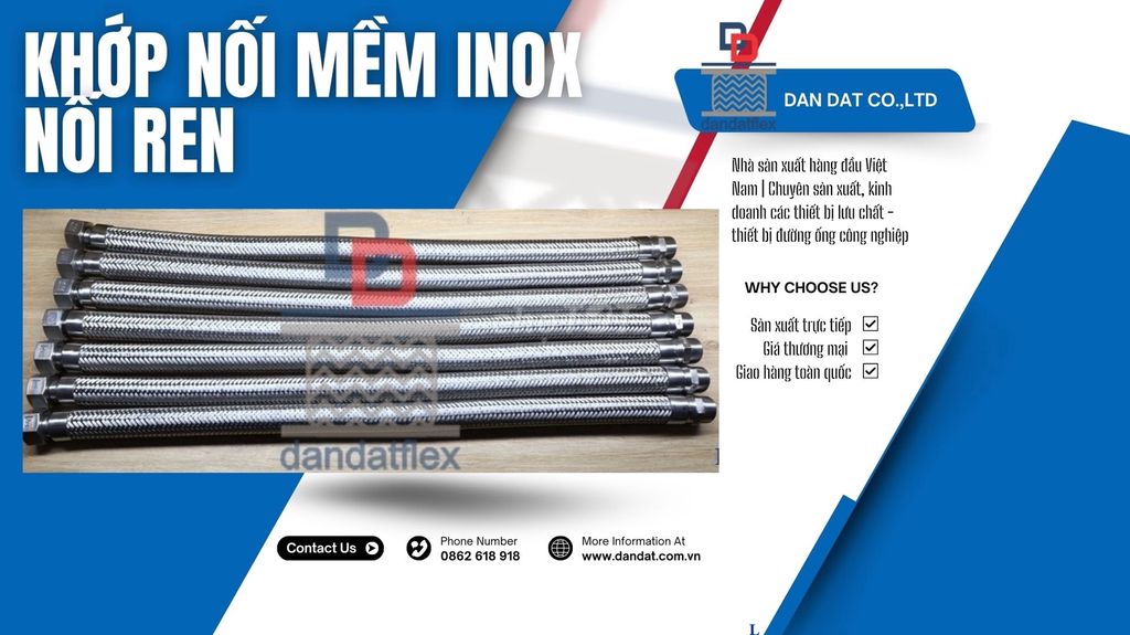 Khớp nối mềm công nghiệp, Ống mềm inox nối ren