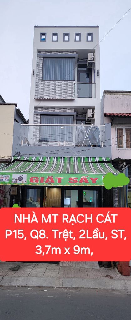 Nhà mới tuyệt đẹp, MT Rạch Cát P15, Q8.Trệt, 2 lầu, ST. N3,7m x D9m.