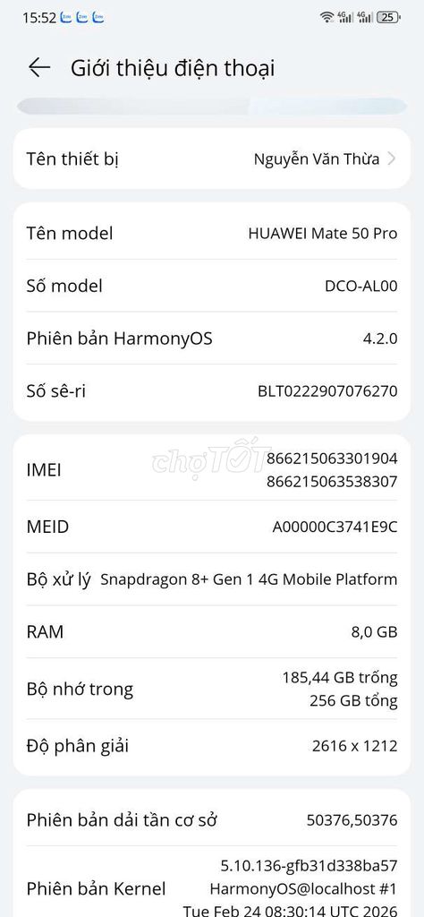 Huawei Mate 50 Pro 256GB. Mua bán Điện thoại tại Thành phố Vị Thanh Hậu Giang được đăng bởi Nguen hình 1