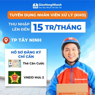 TP TÂY NINH/ HOÀ THÀNH - TUYỂN NHÂN VIÊN GIAO HÀNG