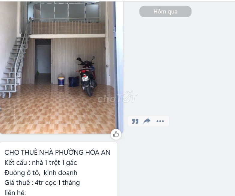 CHO THUÊ NHÀ NGUYÊN CĂN PHƯỜNG HOÁ AN, THÀNH PHỐ BIÊN HOÀ 4 TRIỆU