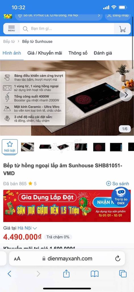Bếp từ hồng ngoại Sunhouse SHB81051-VMD. Mua bán Bếp, lò, đồ điện nhà bếp tại Quận Hà Đông Hà Nội được đăng bởi Điện Máy Dũng Phượng hình 1
