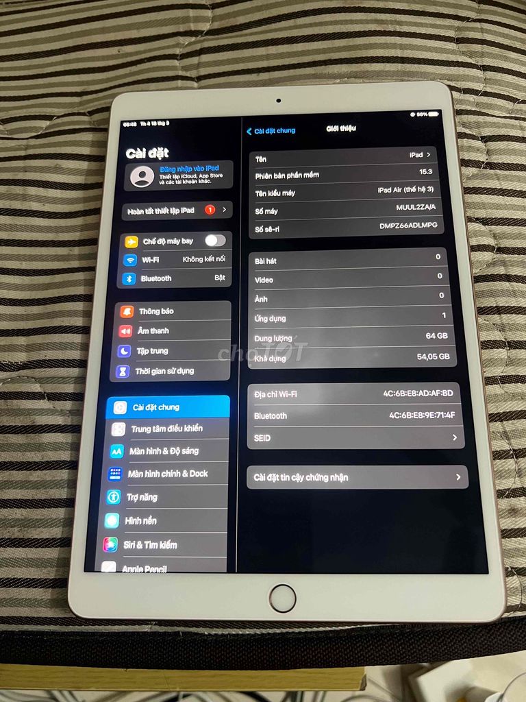 ipad Air3 64Gwifi nguyên zin màn PQ như ảnh. Mua bán Máy tính bảng tại Quận Bắc Từ Liêm Hà Nội được đăng bởi Huân hình 1