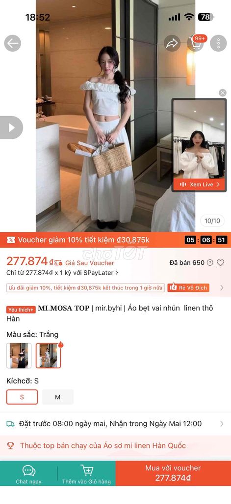 Chân váy Mirbyhi Nữ Trắng Size M, Áo Size S. Mua bán Quần áo tại Thành phố Thủ Dầu Một Bình Dương được đăng bởi Bích Ngọc Lê hình 1