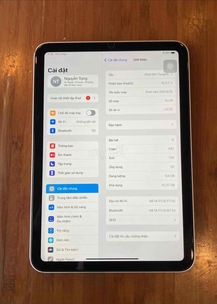 ipad Mini 6 wifi, ios 16 cổ Siêu mượt,pin cực trâu. Mua bán Máy tính bảng tại Quận 7 Tp Hồ Chí Minh được đăng bởi Trung Nguyễn hình 1