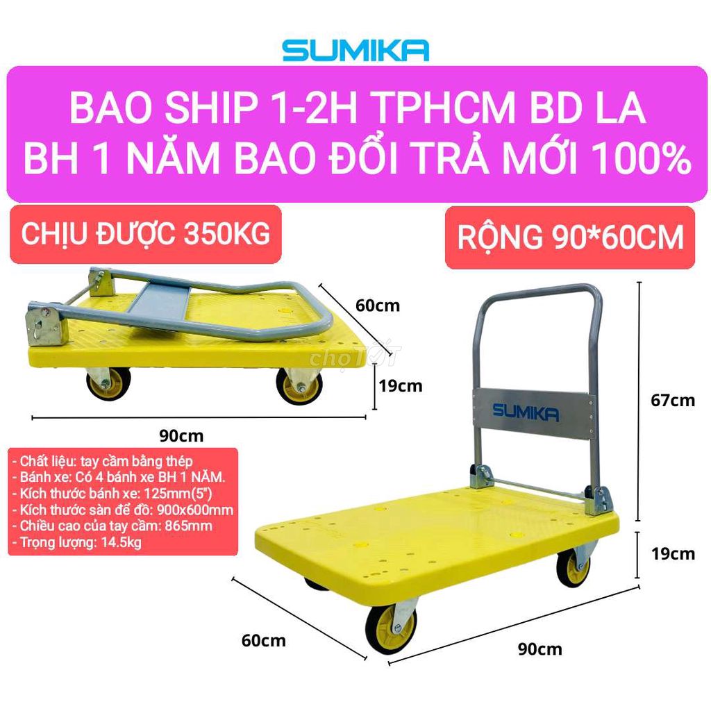 Xe đẩy hàng gấp gọn chịu 350Kg cho công nghiệp