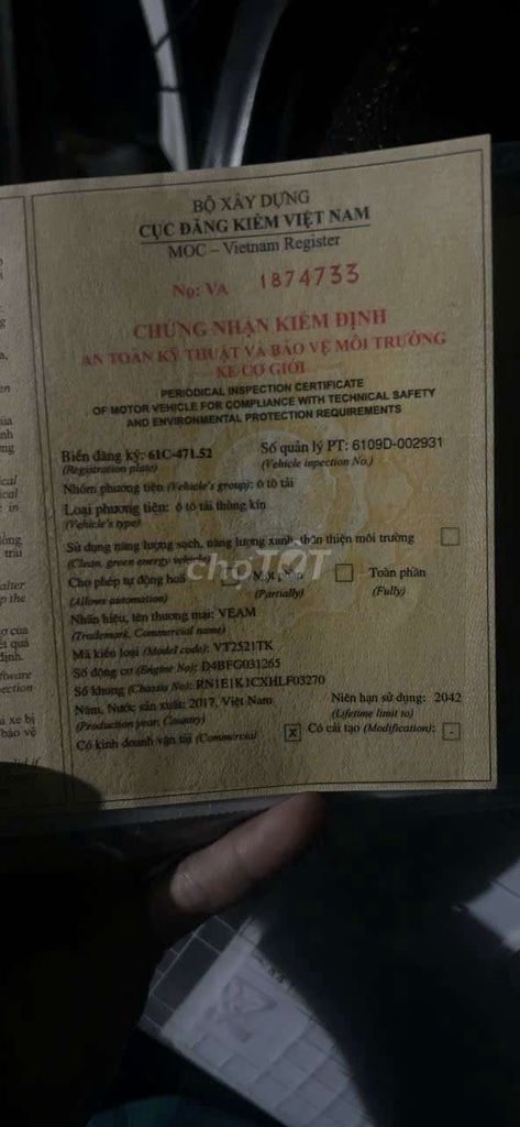 Xe veam 2017 xe zin may lanh. Mua bán Xe tải, xe ben tại Thị xã Bến Cát Bình Dương được đăng bởi Lâm Văn Kỳ hình 4