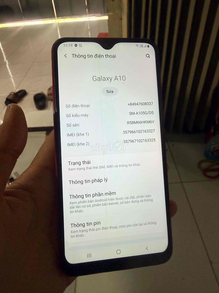 Samsung Galaxy A10 Đỏ Đã sử dụng. Mua bán Điện thoại tại Thị xã Tân Uyên Bình Dương được đăng bởi Linh hình 1