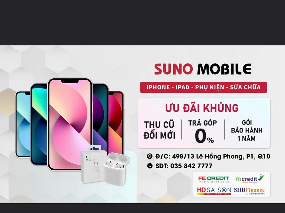 SUNO MOBIE TRẢ GÓP IPHONE HCM tại Quận 10, Tp Hồ Chí Minh hình 1