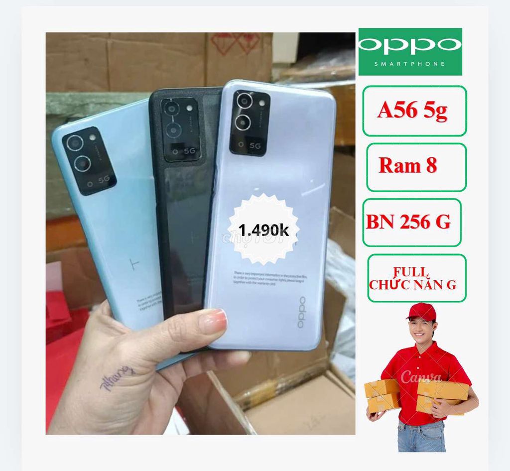 Oppo A56 5G, RAM 8GB, 256GB. Mua bán Điện thoại tại Quận Bình Tân Tp Hồ Chí Minh được đăng bởi Smartphone Giá sỉ O84va 32445bon tam hình 1