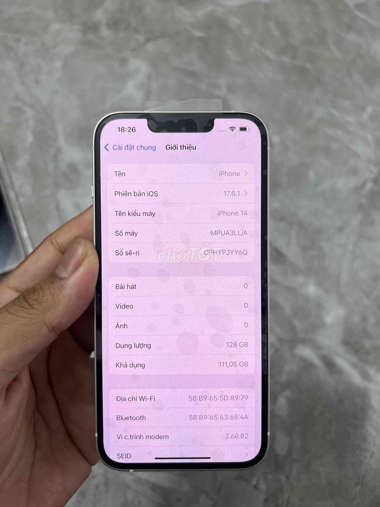 Apple iPhone 14 128GB Trắng Mỹ 99%. Mua bán Điện thoại tại Huyện Kim Sơn Ninh Bình được đăng bởi Keng  hình 1