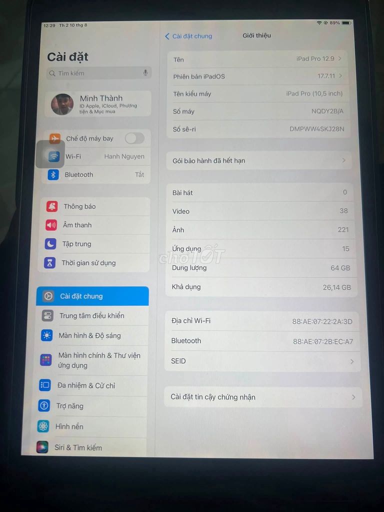 Apple iPad Pro 10.5 64GB Mới thay. Mua bán Máy tính bảng tại Quận 10 Tp Hồ Chí Minh được đăng bởi Hội Đồ Điện Tử hình 1