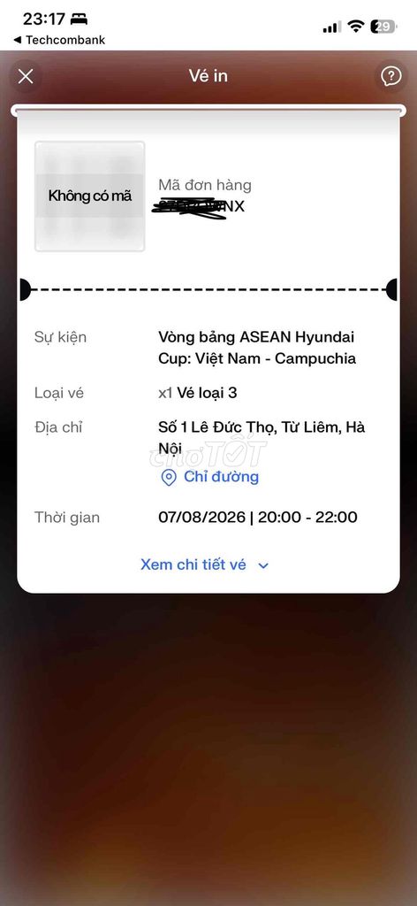 cần pass lại vé trận vn vs cam