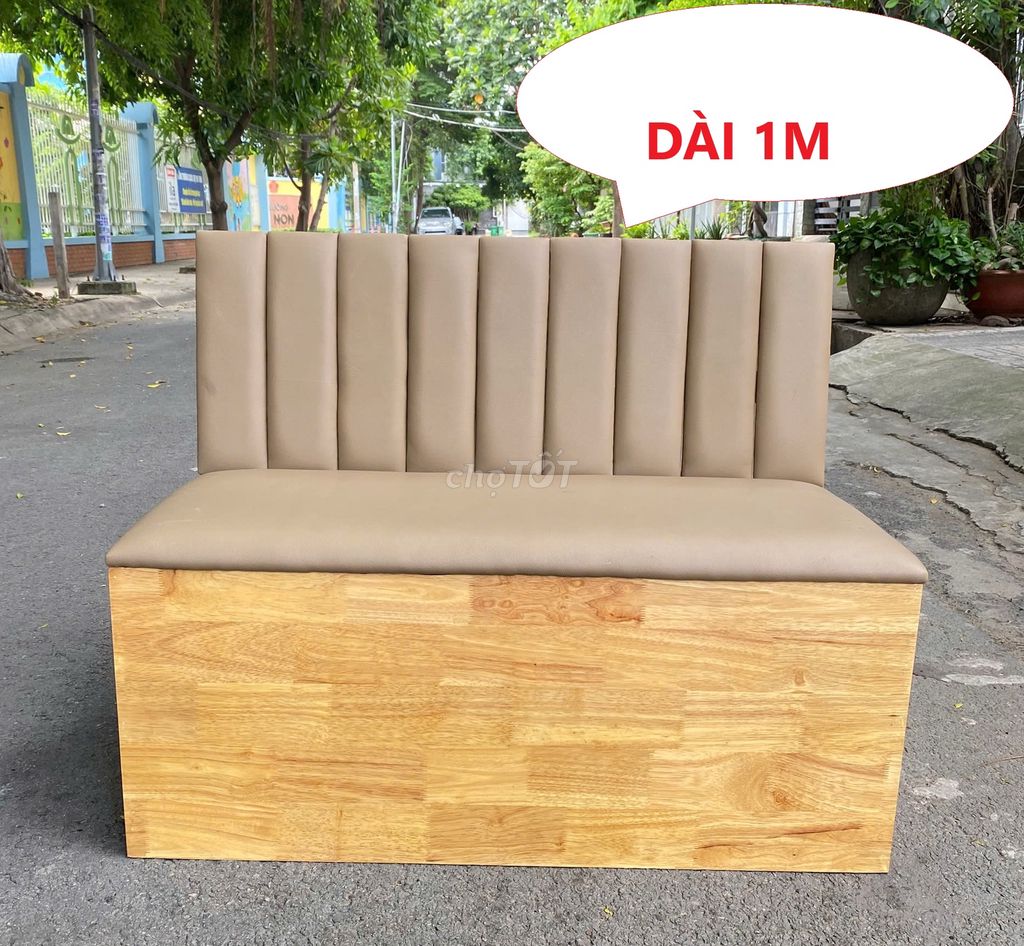 Băng ghế sofa nệm bọc da khung gỗ, sofa chờ