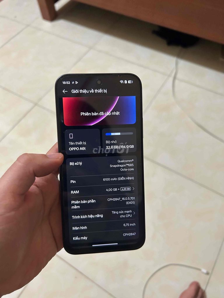 OPPO A6t 4GB/64GB Crystal Violet. Mua bán Điện thoại tại Quận Đống Đa Hà Nội được đăng bởi Châu Nguyễn Quốc hình 1