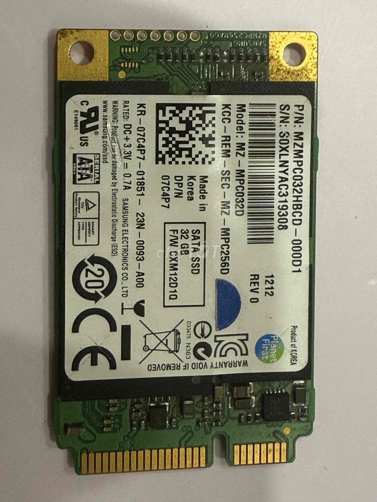 Ổ cứng SSD Samsung MZ-MPC032D 32GB SATA. Mua bán Linh kiện (RAM, Card...) tại Quận Liên Chiểu Đà Nẵng được đăng bởi Trung Trần hình 1