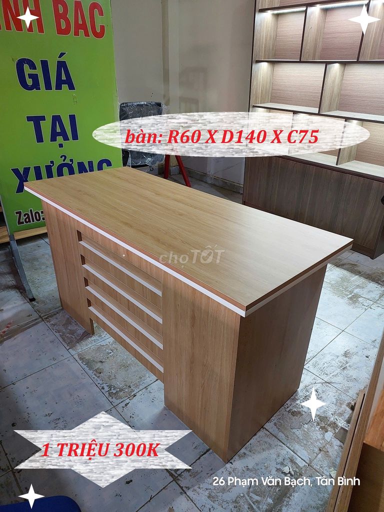 BÀN TRƯỞNG PHÒNG & BÀN LÀM VIỆC DÀI 1M4 ( MDF )