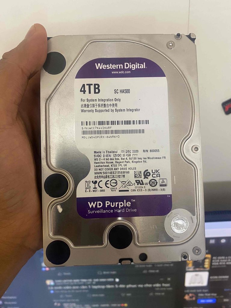 ổ cứng hdd 4Tb wd tím bh 2 năm