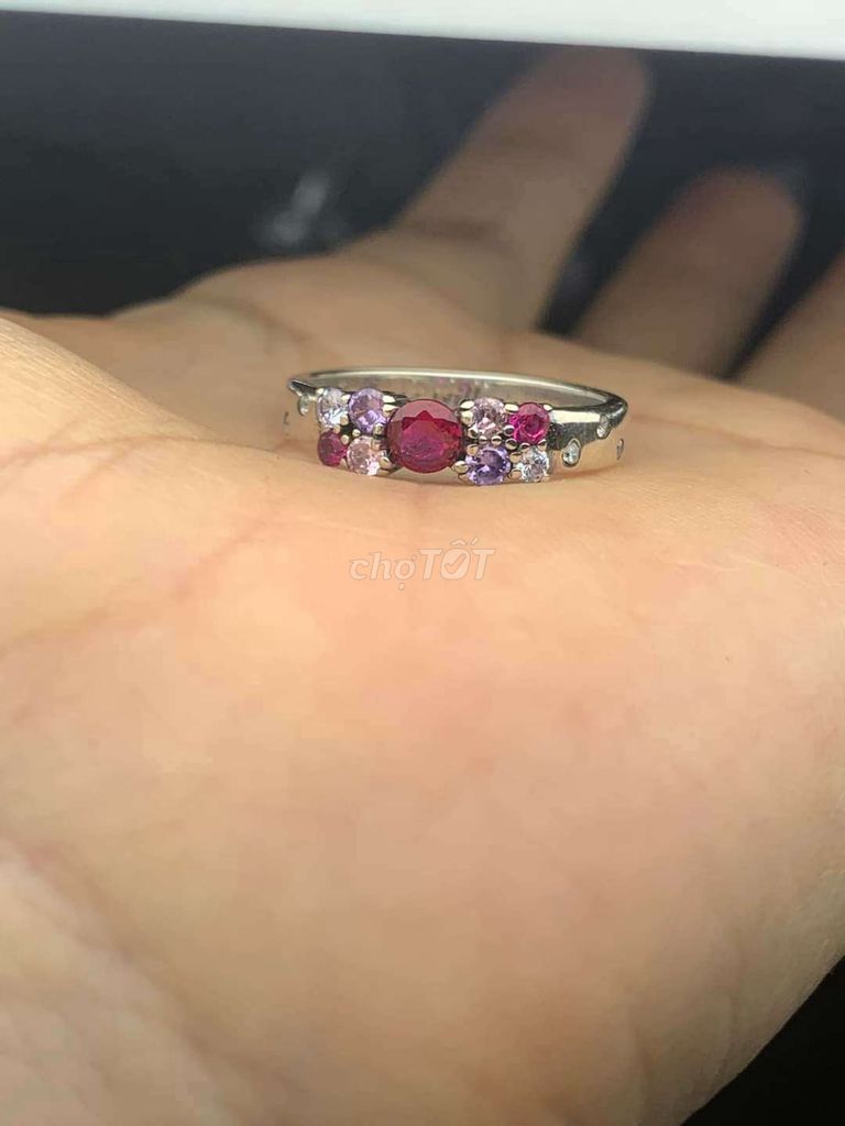 Nhẫn bạc đính ruby _ thích hợp làm nhẫn cặp