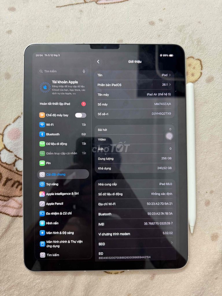 Apple iPad Air 5 256GB Bạc. Mua bán Máy tính bảng tại Thị xã Từ Sơn Bắc Ninh được đăng bởi Nguyễn Văn Quyền hình 1