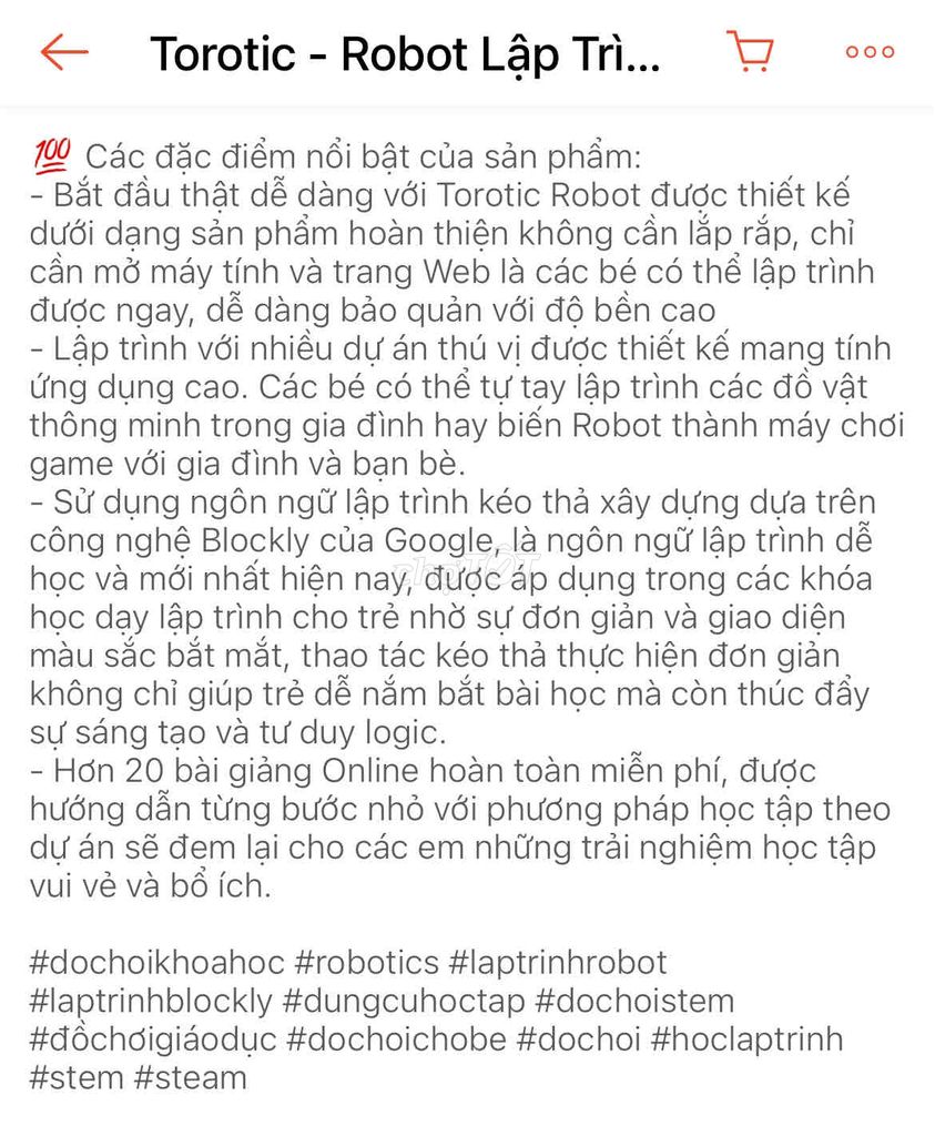 Robot Torotic cho bé học lập trình (7-15 tuổi)