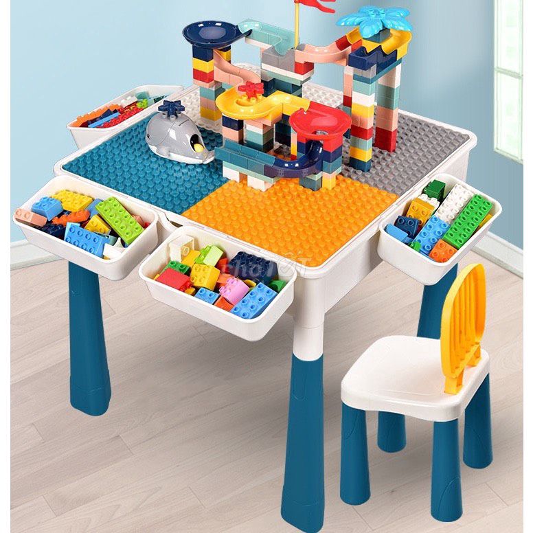 Bàn Lego 110 chi tiết kèm ghế cho bé lắp ráp lego