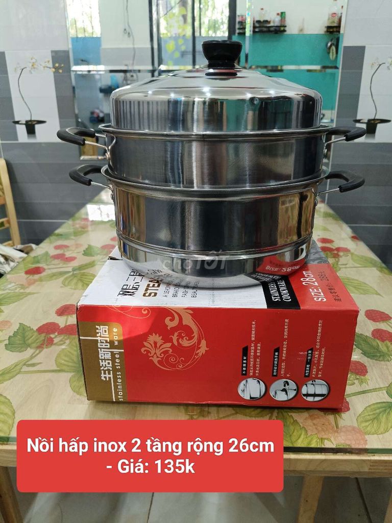 Nồi hấp inox 2-3 tầng dùng mọi loại bếp (sz 26cm)