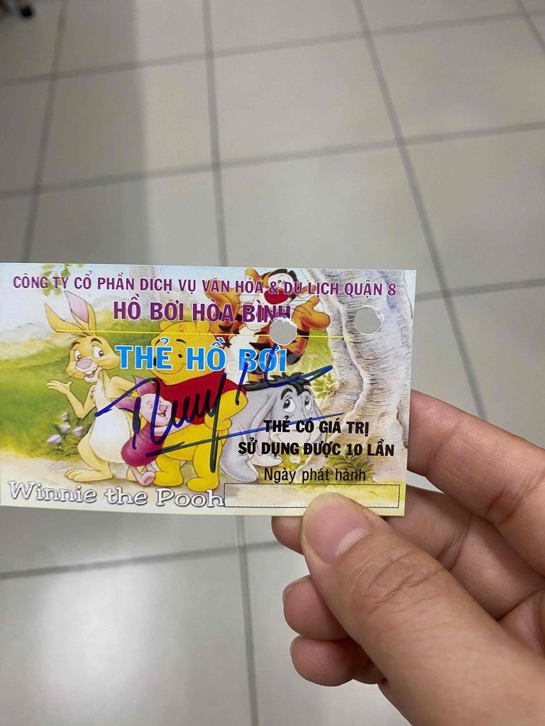 Thẻ hồ bơi Hòa Bình trẻ em. Mua bán Sở thích khác tại Quận 3 Tp Hồ Chí Minh được đăng bởi Saobang hình 1