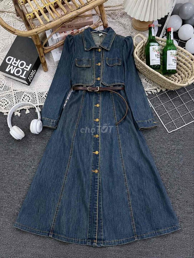 Đầm jean nữ dáng dài màu xanh size L. Mua bán Quần áo tại Huyện Ý Yên Nam Định được đăng bởi Ngọc anh Hà hình 1